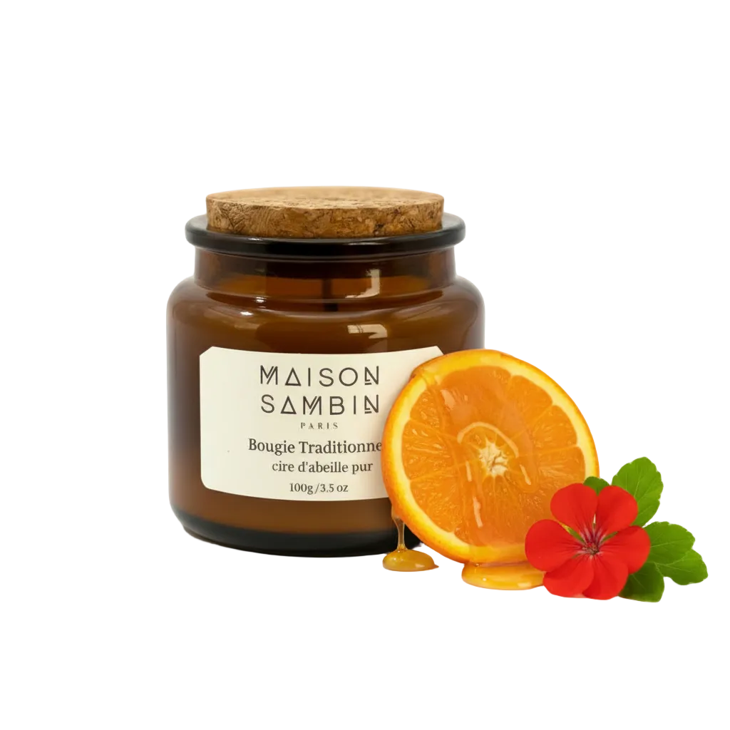 Bougie Traditionnelle – Cire d’abeille & Agrumes | Maison Sambin